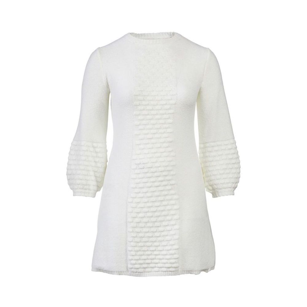 Robbie Bee Women's Plus Sz Dress 2X Textured Balloon Sleeve Sweater White